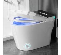 WITMYA - Smart toilet with integrated bidet, automatic closing, shield | Powerful Flush Car, Pre-wet, Elongated Heated Seat, Foot Sensor, Instant Hot Water, Night Light
