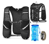 Witnewrage Running Vest with 2L Hydration Bladder and Multi-functional Wristband for Women and Men, Adjustable Running Vest 9 Pockets for Outdoor Black (S/M)