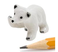 WitnyStore 1" Long Lifting Front Paw Polar Bear Cub Figurines - Collectible Animal Art - Miniature Hand Made and Painted Ceramic Porcelain Clay Pottery Earthenware Ursine Table Decor Gift and Souvenir