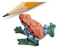 WitnyStore 1" Orange Blue Green Frog Ceramic Figurine for Terrarium Decoration Collectible Statue for Adult Collectors Handcrafted Porcelain Ornament Sculpture Home Room Tabletop Decor