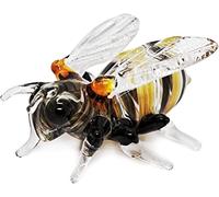 WitnyStore 2" Black Yellow Bee Honeybee Bumblebee Blown Glass Figurine Premium Hand-Blown Statue Tabletop Decoration Unique Collectible for Adult Collectors Elegant Home Room Decor
