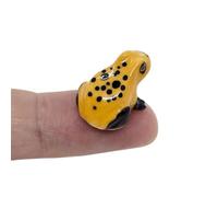 WitnyStore ¾ Inch Yellow Black Dot Frog Ceramic Figurine for Terrarium Decoration Collectible Statue for Adult Collectors Handcrafted Porcelain Ornament Sculpture Home Room Tabletop Decor
