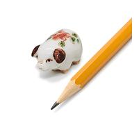 WitnyStore ¾" Long Flower Painted Tiny Standing Pig Ceramic Miniature Figurine Farm Animals Dollhouse Piglet Replica Porcelain Collectible Gift Decor
