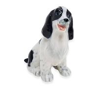 WitnyStore Tiny 1¾" Black White Sit Tilt Head English Springer Spaniel Dog Figurine - Miniature Hand Made Painted Ceramic Dogs Puppy Animals Cute Porcelain Decorative Collectible Figure Décor Gifts