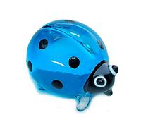 WitnyStore Tiny 1" Blue Black Ladybug Figurine Miniature Hand Blown Painted Glass Lady Bugs Ladybird Beetles Colorful Insects Cute Crystal Animals Decorative Figure Collectible Figurines Décor Gifts