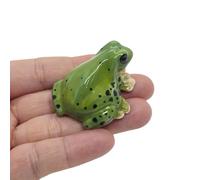 WitnyStore Tiny 1½" Green Dotted Frog Figurine - Miniature Hand Made Painted Ceramic Frogs Toad Amphibian Animals Colorful Porcelain Decorative Figures Collectible Figurines Souvenir Décor Gifts