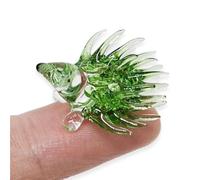 WitnyStore Tiny 1½" Long Clear Green Porcupine Figurine - Miniature Hand Blown Glass Hedgehog Echidna Colorful Crystal Wildlife Animals Decorative Collectible Figurines Home Décor Gifts