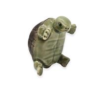 WitnyStore Tiny 1¼"Long Green Turtle Figurine - Miniature Hand Made Painted Ceramic Turtles Tortoise Terrapin Chelonian Testudines Animals Porcelain Decorative Collectible Figurines Décor Gifts