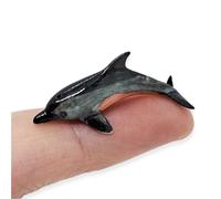 WitnyStore Tiny 1¼" Long Grey Red Dolphin Figurine - Miniature Hand Made Painted Ceramic Dolphins Porpoise Fish and Marine Mammal Sea Animals Porcelain Decorative Collectible Figurines Décor Gifts
