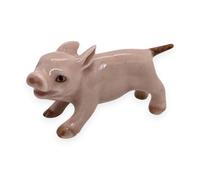 WitnyStore Tiny 1¾" Pink Standing Look Left Baby Pig Figurine - Miniature Hand Made Ceramic Pigs Swine Hog Piglet Livestock Farm Animals Cute Porcelain Decorative Collectible Figurines Décor Gifts