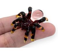 WitnyStore Tiny 1½" Red Black Yellow Tarantula Spider Arachnid Figurine - Miniature Hand Blown Glass Insects Bugs Arthropodal Animals Colorful Crystal Cute Decorative Collectible Figures Décor Gifts