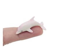 WitnyStore Tiny 1¼" White Pink Curved Dolphin Figurine - Miniature Hand Made Ceramic Dolphins Porpoises Whales Marine Mammal Aquatic Sea Animal Fish Porcelain Decorative Collectible Figure Décor Gifts