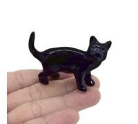 WitnyStore Tiny 2¼" Black White Shorthair Cat Tiptoeing Look Left Figurine - Miniature Hand Made Painted Ceramic Cats Kitten Animal Cute Porcelain Decorative Collectible Figures Décor Gifts
