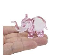 WitnyStore Tiny 2¼" Clear Pink Elephant Lift Trunk Figurine - Miniature Hand Blown Painted Glass Elephants Tropical Animals Cute Crystal Decorative Collectible Figures Décor Gifts