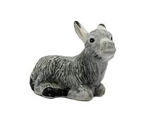 WitnyStore Tiny 2" Gray Crouch Baby Donkey - Miniature Hand Made Ceramic Donkeys Burro Foal Mule Livestock Domesticated Farm Animals Cute Porcelain Decorative Figures Collectible Figurines Décor Gifts