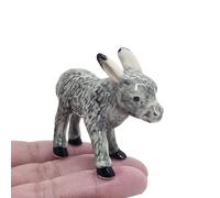 WitnyStore Tiny 2" Gray Standing Donkey - Miniature Hand Made Ceramic Donkeys Burro Foal Mule Livestock Domesticated Farm Animals Cute Porcelain Decorative Figures Collectible Figurines Décor Gifts