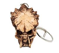 WitnyStore Tiny 2½" Predator Skull Keyring - Miniature Hand Made Resin Skeleton Head Keychain Carabiners Key Organizer Sci-fi Action Movies Monster Decorative Collectible Décor Gifts Souvenirs, Brown,