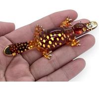 WitnyStore Tiny 3¼" Brown Gold Platypus Figurine - Miniature Hand Blown Painted Glass Platypi Duckbill Watermole Egg Laying Mammal Wildlife Crystal Animals Decorative Collectible Figurines Décor Gifts