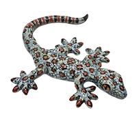 WitnyStore Tiny 3¾" Gray Red Dotted Gecko Figurine - Miniature Hand Made Ceramic Geckoes Lizards Salamander Reptile Animals Colorful Porcelain Decorative Figures Collectible Figurines Home Décor Gifts