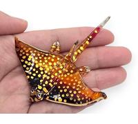 WitnyStore Tiny 3" Purple Yellow Dotted Stingray Figurine - Miniature Hand Blown Painted Glass Sea Rays Fish Marine Animals Colorful Crystal Decorative Figure Collectible Figurines Home Décor Gifts