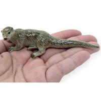 WitnyStore Tiny 4" Eurasian River Otter Figurine - Miniature Hand Made Ceramic Otters Semiaquatic Wildlife Cute Porcelain Wild Animals Decorative Figure Collectible Figurines for Terrarium Décor Gifts