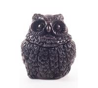 WitnyStore Tiny 4¼" High Dark Brown Owl Ashtray With Lid - Miniature Hand Made Painted Resin Birds Animals Decorative Figurines Ashtrays Cigarette Holder Home Décor Accents Souvenirs Gifts