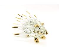 WitnyStore Tiny 4¾" Long Clear and Gold Porcupine Figurine - Miniature Hand Blown Glass Hedgehog Echidna Crystal Animals Decorative Collectible Figurines Home Décor Gifts