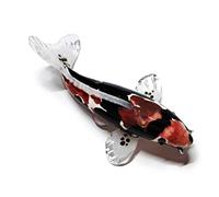 WitnyStore Tiny 5" Black White Red Koi Fancy Carp Fish Figurine - Miniature Hand Blown Painted Glass Aquatic Animal Colorful Freshwater Fishes Crystal Decorative Collectible Figurines Décor Gifts