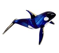WitnyStore Tiny 5" Blue White Orca Killer Whale Figurine - Miniature Hand Blown Glass Dolphins Whales Marine Mammal Sea Animal Fish Cute Crystal Decorative Figure Collectible Figurines Décor Gifts