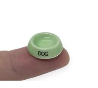 WitnyStore Tiny ⅝ Inch Diameter Green Food Bowl Tray for Mini Dog Figurine - Miniature Hand Made Painted Ceramic Puppy Dog Animal Cute Porcelain Decorative Collectible Figurines Décor Gifts