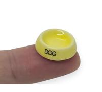 WitnyStore Tiny ⅝ Inch Diameter Yellow Food Bowl Tray for Mini Dog Figurine - Miniature Hand Made Painted Ceramic Puppy Dog Feline Animal Cute Porcelain Decorative Collectible Figurines Décor Gifts
