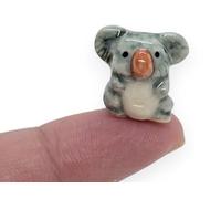 WitnyStore Tiny ⅝ Inch Gray Brown Sit Koala Australian Marsupial - Miniature Hand Made Painted Ceramic Exotic Wildlife Wild Animals Cute Porcelain Decorative Figures Collectible Figurines Décor Gifts
