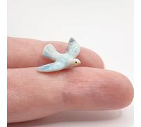 WitnyStore Tiny ¾ Inch Light Blue Flying Dove Pigeon Bird Figurine - Miniature Hand Made Painted Ceramic Birds Aves Colorful Porcelain Feathered Animals Cute Decorative Collectible Figure Décor Gifts