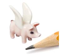 WitnyStore Tiny ¾ Inch Long Pink Pig with Wings Figurine - Miniature Hand Made Painted Ceramic Pigs Swine Hog Piglet Livestock Farm Animals Cute Porcelain Decorative Collectible Figurines Décor Gifts
