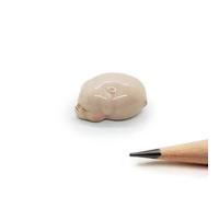 WitnyStore Tiny ¾ Inch Long Pink Sleeping Pig Figurine - Miniature Hand Made Painted Ceramic Pigs Swine Hog Piglet Livestock Farm Animals Cute Porcelain Decorative Collectible Figurines Décor Gifts
