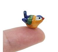 WitnyStore Tiny ⅝ Inch Long Sitting Eurasian Blue Tit Bird Figurine - Miniature Hand Made Painted Ceramic Tits Chickadee Birds Animals Porcelain Clay Decorative Collectible Figurines Décor Gifts