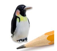 WitnyStore Tiny ¾ Inch Standing King Penguin Figurine - Miniature Hand Made Painted Ceramic Aquatic Flightless Marine Birds Antarctic Polar Animals Porcelain Decorative Collectible Figures Décor Gifts