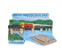 WitnyStore Tiny Thailand Fridge Magnet 2½" The Bridge Over the River Kwai Kanchanaburi - Miniature Hand Made Resin 3D Asia Tourist Attraction Decorative Magnets Refrigerator Collectible Souvenir Gifts
