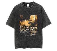 Witorya Tokyo Ghoul Vintage T-Shirts Ken Kaneki Anime Graphic Distressed Short Sleeve T-Shirt for Men Women Summe