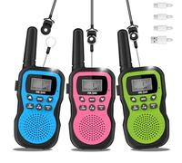 WITPAW 3 Pcs Walkie Talkies for Kids Rechargeable 3 KM Handheld Walkie Talkies Long Range 8 Channel PMR446 MHz 2 Way Radio 0.5W ERP Birthday Party Gifts for 3-12 Year Old Girls Boys Camping Hiking