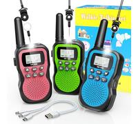 WITPAW Rechargeable Kids Walkie Talkies 3 Pack with 8 Channels for Boy Girl | 3000 Meters Range Walkie Talkies Perfect Halloween & Christmas Toys Outdoor Kids Gifts for 6 7 8 9 10 11 12 Year Old