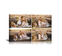 WITRN Personalised 4 Photo Collage Canvas Prints Personalised Picture Canvas Wall Art, Upload Your Photos, Custom Family Photo Gift for Women Men Couples Home Decor 60x40 cm (24x16in)