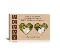 WITRN Personalised Photo Canvas Wall Art for Mum Grandma, Custom Canvas Print with Text, “To The World You Are One Person” Picture Gift for Mummy, Ready to Hang Framed Canvas 30x20 cm (12x8in)