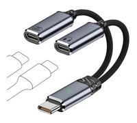 WITRN USB C Splitter, Dual USB C Headphone and Charger Adapter Audio Dongle Cable with PD 100W Fast Charging for iPhone 16/15 Series, iPad, MacBook, Galaxy S24/S23 and More (Grey)