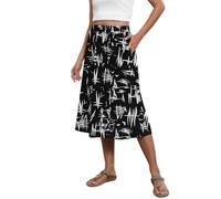 Witsmile Flowy Skirt Midi Length Elastic High Waist A-Line Skirt with Pockets Bohemia for Women 2024 Trendy(S-2XL), B 07-white Flo-black, XXL