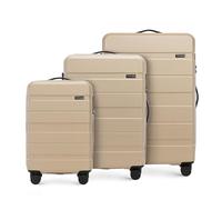 WITTCHEN Comodo Line Suitcase Hand Luggage Set ABS Telescopic Handle TSA Lock 4 Double Wheels, Beige, Koffer-Set 3tlg., Suitcase Set of 3.
