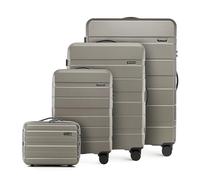 WITTCHEN Comodo Line Suitcase Hand Luggage Set ABS Telescopic Handle TSA Lock 4 Double Wheels, Gold, Koffer-Set 4tlg., Suitcase Set of 4.