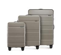 WITTCHEN Comodo Line Suitcase Hand Luggage Set ABS Telescopic Handle TSA Lock 4 Double Wheels, Gold, Small, Medium, Large, Suitcase Set of 3.