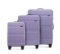 WITTCHEN Comodo Line Suitcase Hand Luggage Set ABS Telescopic Handle TSA Lock 4 Double Wheels, Purple, Koffer-Set 3tlg., Suitcase Set of 3.