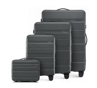 WITTCHEN COMODO Line Suitcase Set, Hard Luggage, ABS TSA Lock Size S + M + L + Cosmetic Case, Dark Grey, Darkgray, Koffer-Set 4tlg., Suitcase Set of 4.